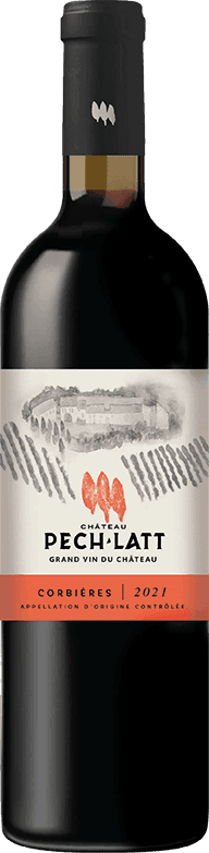 En flaska rött vin, Château Pech-Latt Corbières 2021.